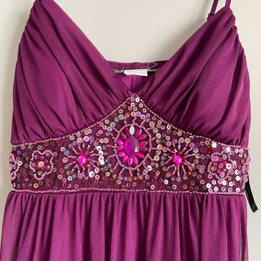 Purple Vintage Beaded Strap Girl's Dress Size M - Picture 3 of 4